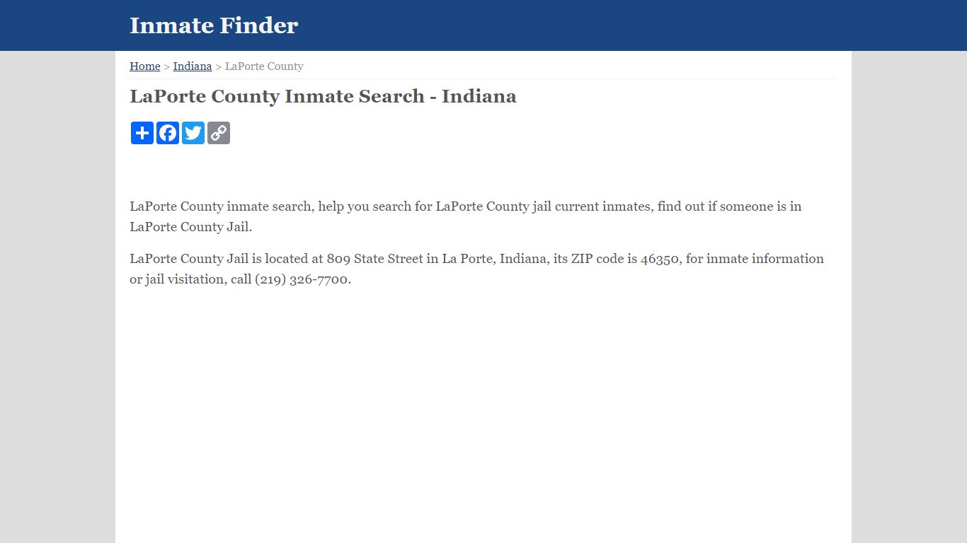 LaPorte County Inmate Search - Indiana